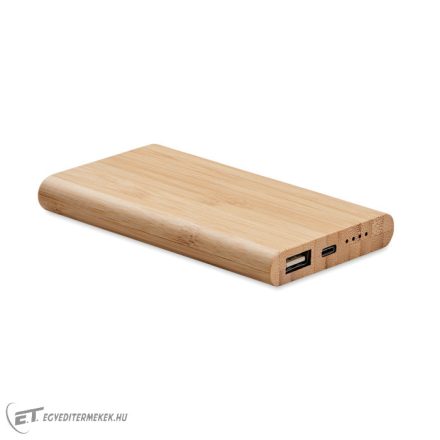 4000 mAh bambusz powerbank