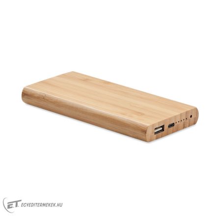 6000 mAh bambusz powerbank