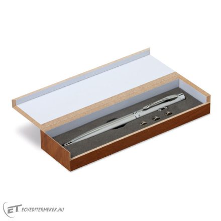 Lézermutató fadobozban