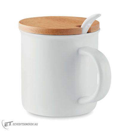 Porcelánbögre kanállal, 380 ml